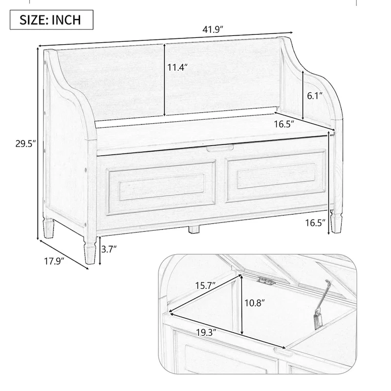 Solid wood Entryway Bench