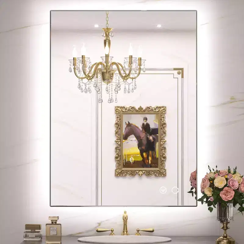 Keonjinn LED Backlit Bathroom Vanity Wall Mirror, 3 Color Temperatures Dimmable, Anti-Fog