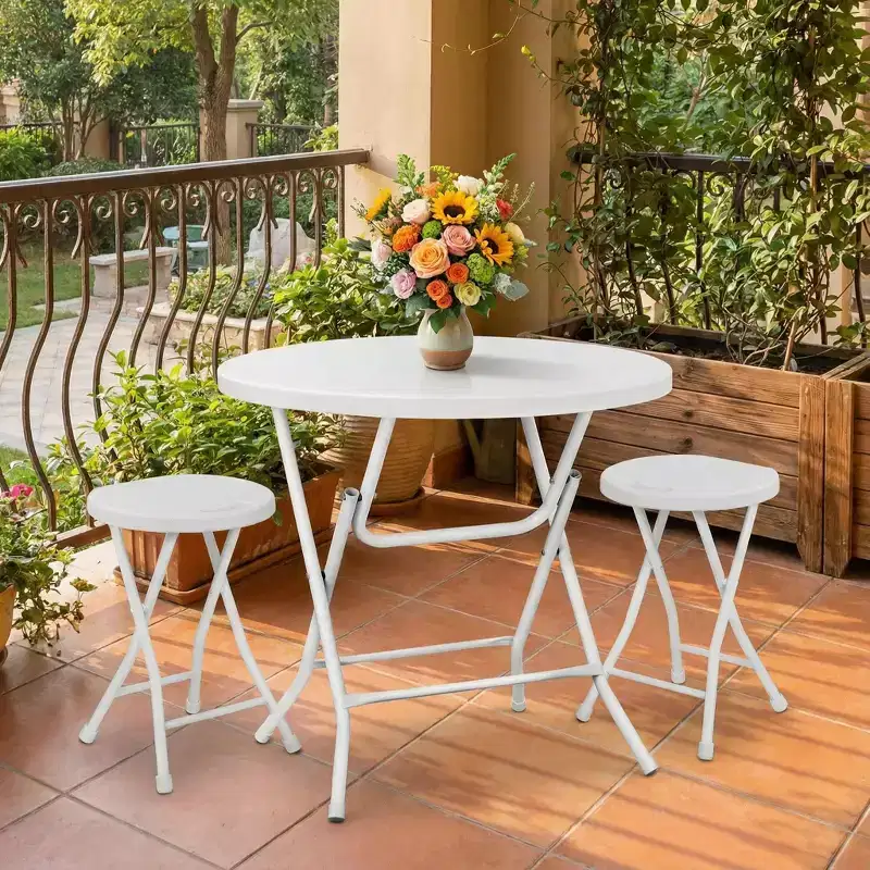 Cocktail Table, High Top Bistro Round Plastic Folding Table, Portable Bar Height Dinning Table, Party Table for Wedding Picnic Dining Camping