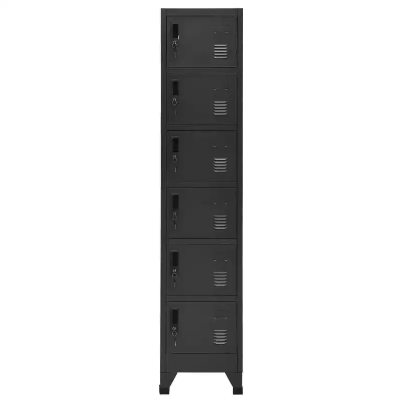Anthracite 6-Door Steel Locker Cabinet, Multi-User