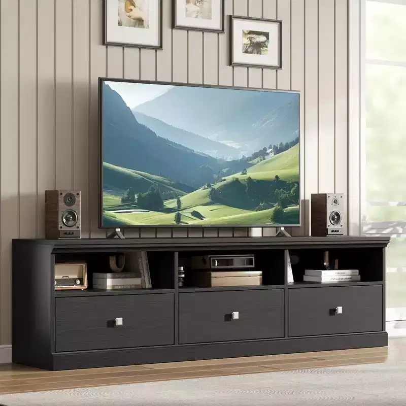 70in TV Stand for TVs up to 80, Mid Century Modern Entertainment Center with Drawer, TV Console Media Cabinet for Living Room, Bedroom