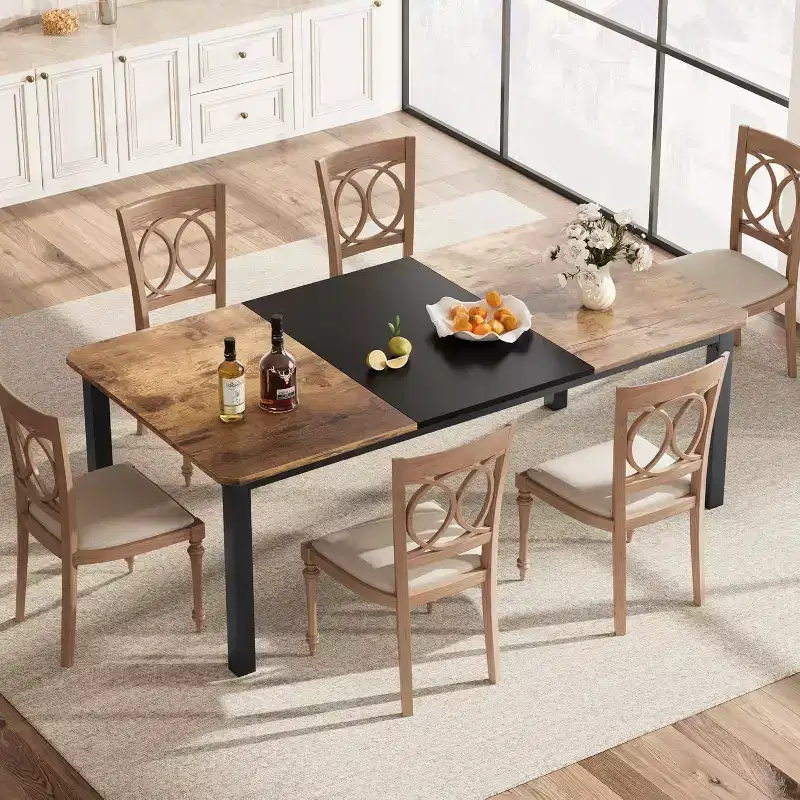 78 Industrial Dining Table - Kitchen Table for 6-8, Wood Rectangular Table for Dining Room