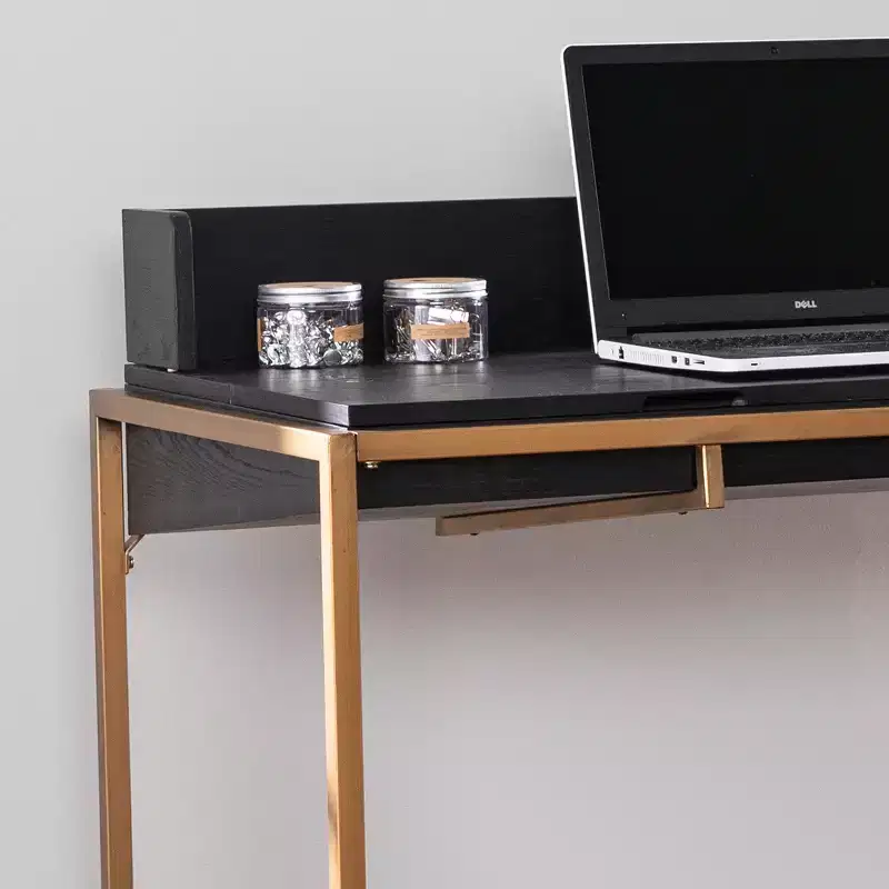 Flip-Top Desk with Hidden Storage Compartment, Black, Home Office