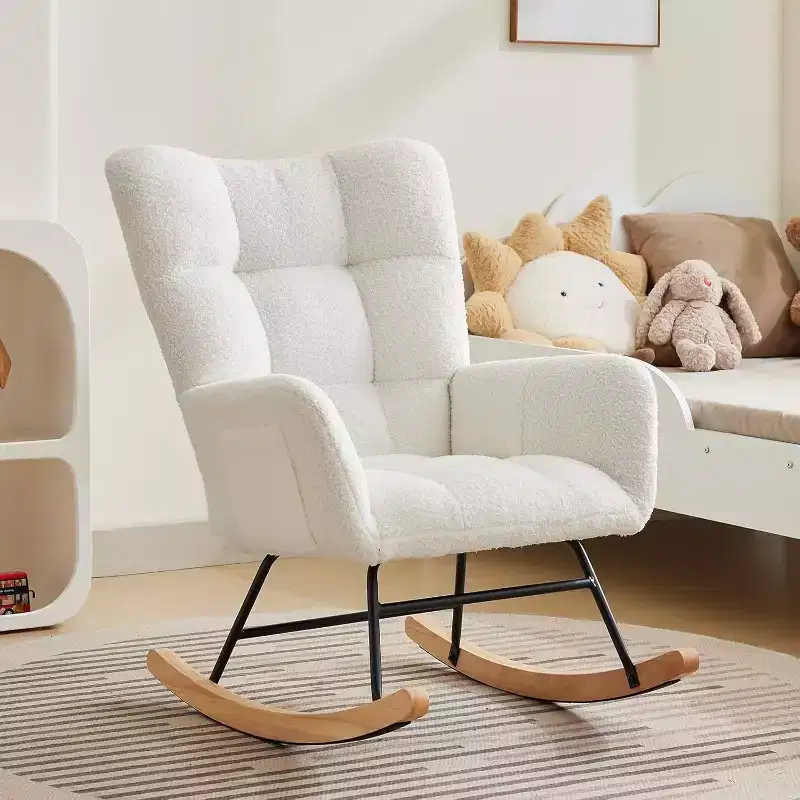 Fauteuil  Bascule pour la nurserie, Fauteuil  Bascule de Salon pour l'allaitement, fauteuils rembourrs Confortables avec Dossier Haut, Fauteuil