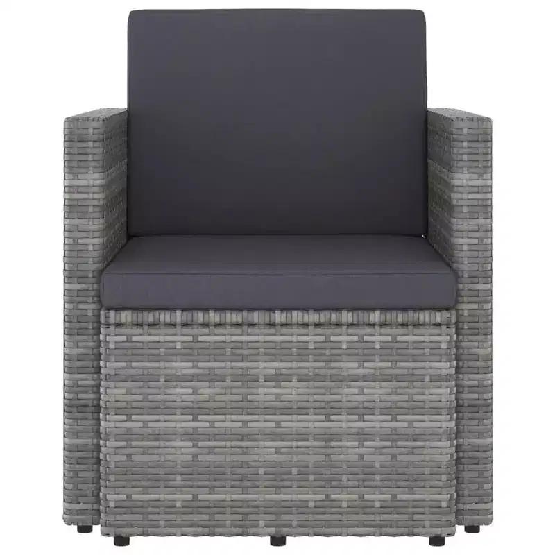 vidaXL Stylish Patio Chair with Cushions - Weather-Resistant Poly Rattan Furniture for Outdoor Use - Gray