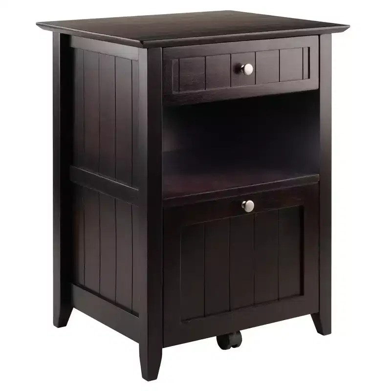 Burke File Cabinet Coffee Finish - Winsome: Solid Wood, Composite, 2 Drawers, Legal/Letter Size, Caster Base