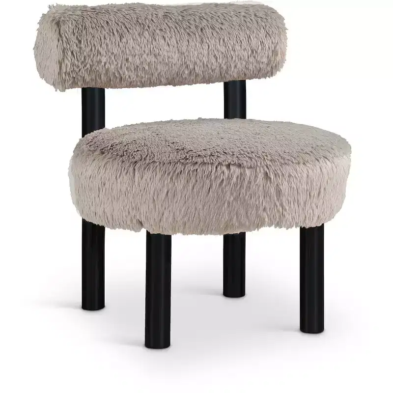Meridian Furniture Ambre Vegan Shearling Fabric Chair