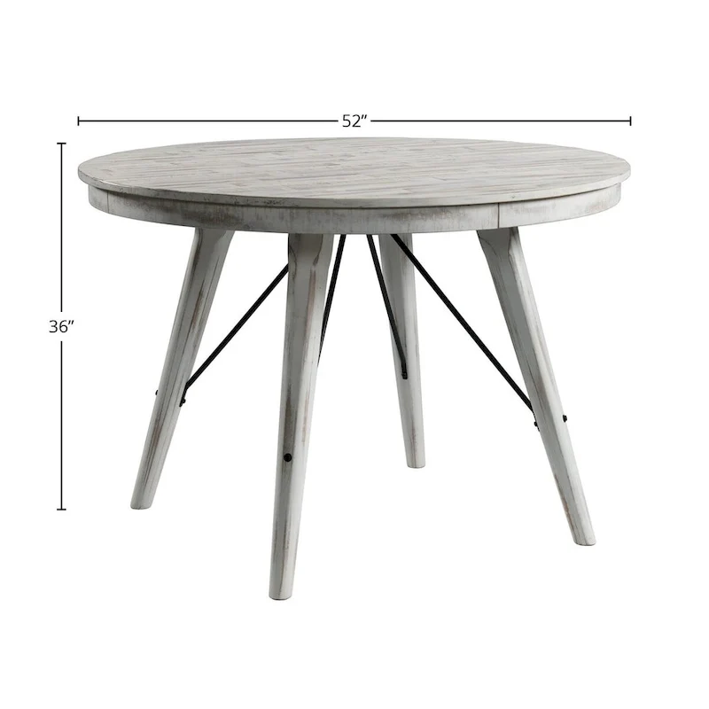 Grey Weathered Finish Round Counter Table in Rustic Style for 2–4 Person
