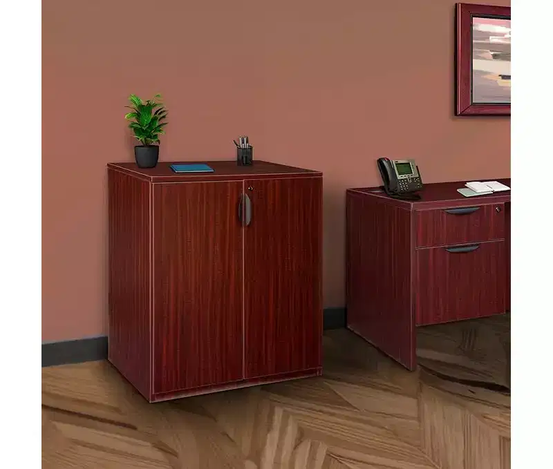 180 in H and 90 in.W Mahogany Wood Utility Storage Cabinets with 2 -Doors and 3 Shelves