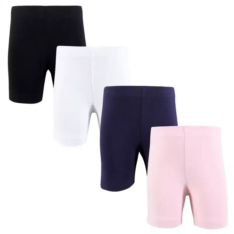Hudson Baby Infant Girls Shorts Bottoms 4-Pack, Navy Lt.Pink