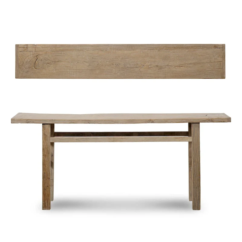 Weathered Natural Wood Console Table, Rectangular, 1-Person Use
