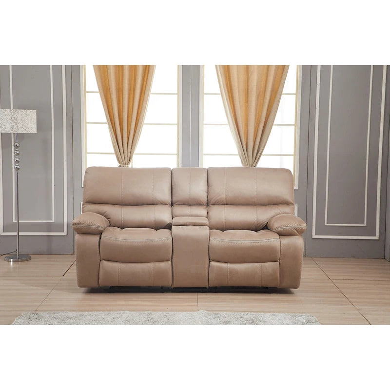 Microfiber Manual Rclining 2-seat Loveseat with Console 8007