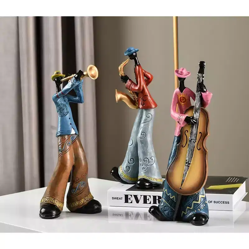 NotArt 5-Piece American Musician Band Figurine Set - Handcrafted Resin Statue for Living Room,