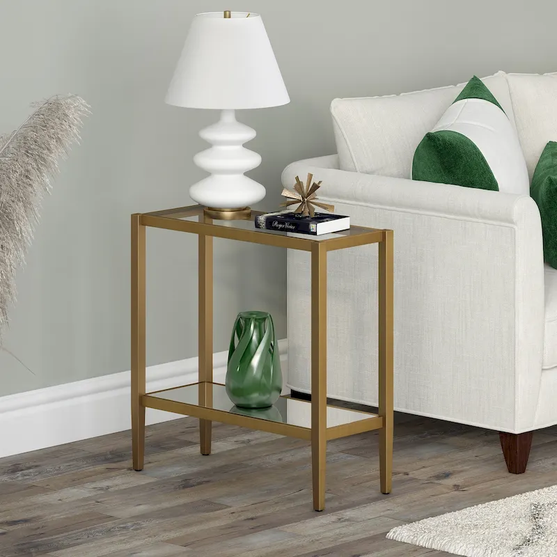 Hera 24 Rectangular Side Table with Glass Shelf