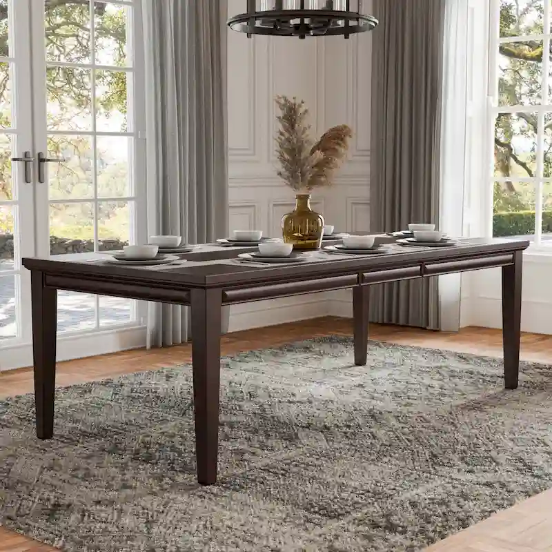 Modern 90-Inch Wood Extendable Dining Table with 18-Inch Leaf | Seats 8-10