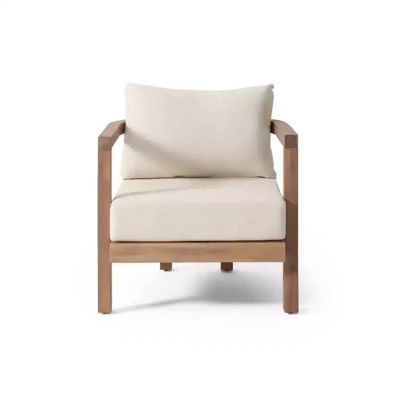 Christopher Knight Home Wichita Outdoor Acacia Club Chair with Cushions Brown/Beige