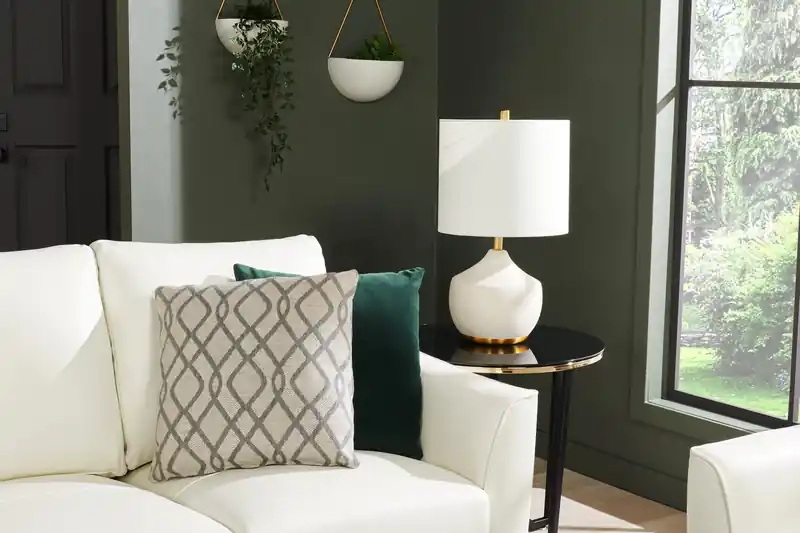 24 Modern Round Glass Top End Table - Black and Gold with Metal Legs