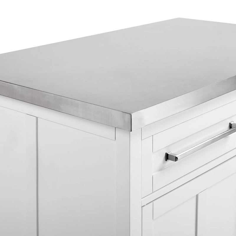 Crosley Silvia Stainless Steel Top Kitchen Island W/X-Back Stools - 57d x 46w x 41h