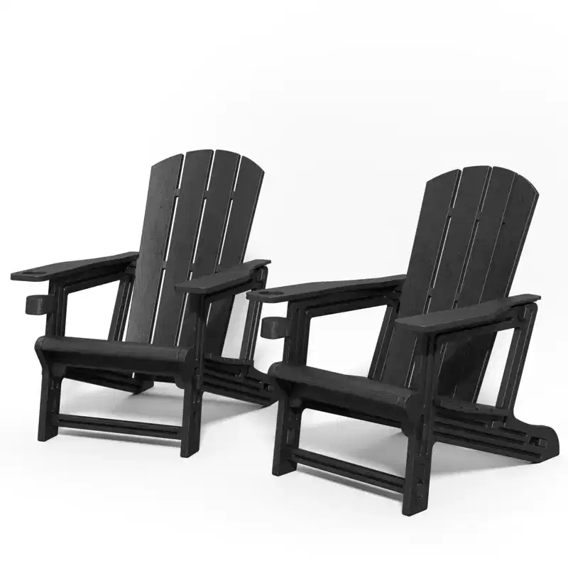 NAYSAYE Patio Chaise Lounge Adirondack Chair Set with Cup Holder Foldable Design for Outdoor Relaxation, 22.3*30*36.4