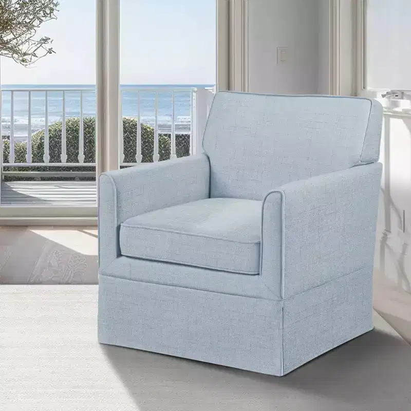 Slipcover Accent Armchair – Track Arm, Skirted Base, Removable Cushion