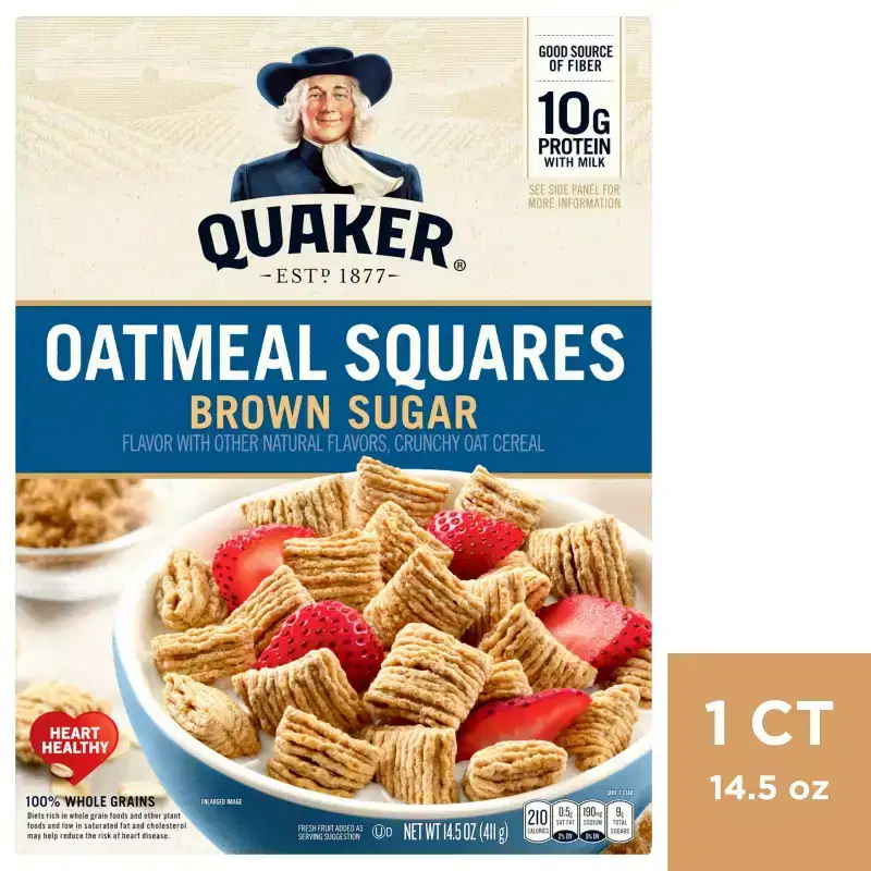 Quaker Oats Oatmeal Squares Brown Sugar Breakfast Cereal