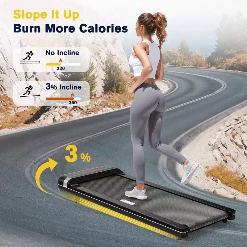 Redliro Walking Pad with Incline Under Desk Treadmill 1 Step Adjust Incline Treadmill for Home Office Portable for Walking Jogging