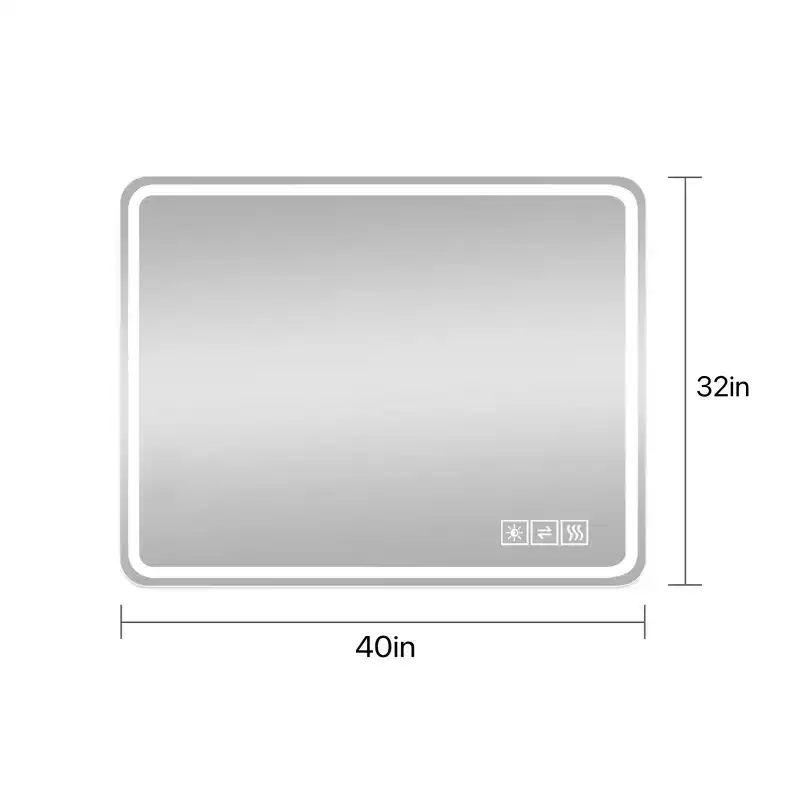 LED Bathroom Mirror Vanity Mirrors with Front Lights Wall Mounted Anti-Fog Frameless Mirror with Light Copper-Free Silver