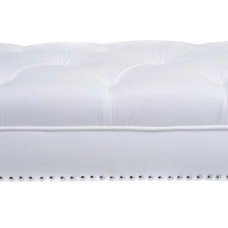 Mid Century Modern Tufted Upholstered Living Room Bench
