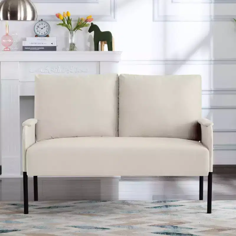 MAYEERTY 46 Inch Modern Loveseat Powder-Coated Metal Frame, Detachable Cushions, Anti-Scratch Legs