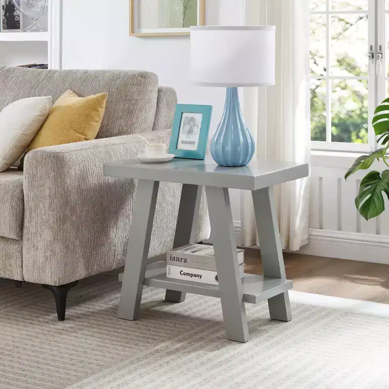 Roundhill Furniture Athens Contemporary Wood Shelf Side Table