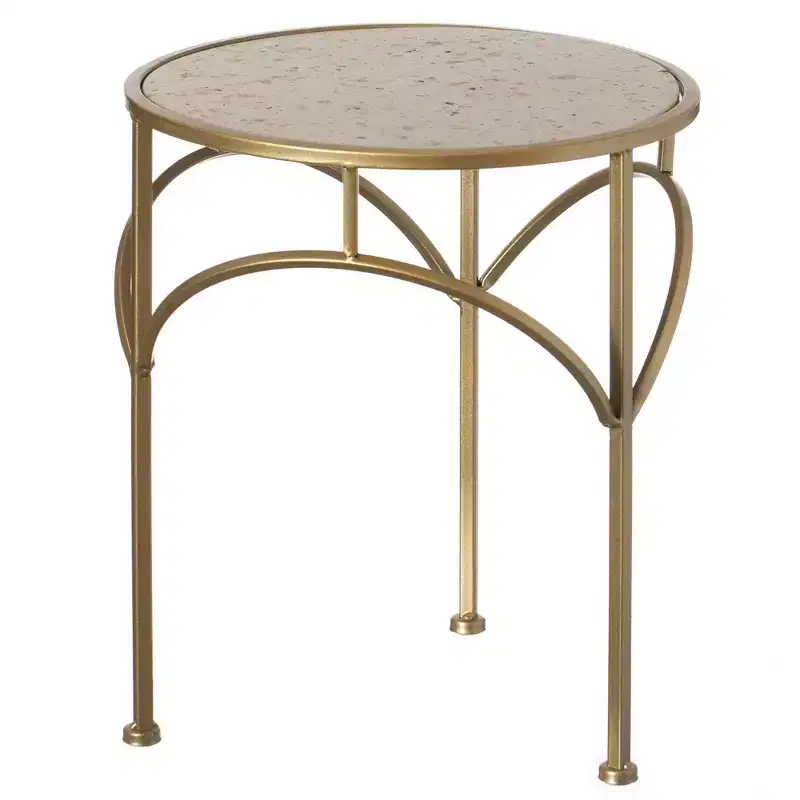 Uniquewise Decorative Gold Metal Plant Stand, Modern White Marble Look Top Display End Side Table, Set of 3