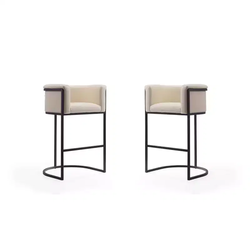 Set of 2 Upholstered Metal Barstools