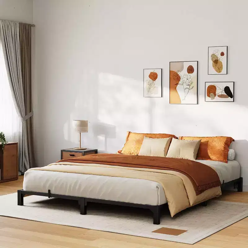Bed Frame, Metal Platform, No Screws Needed, Heavy Duty Capacity, Tool-Free Assembly, Reinforced Slats & Legs