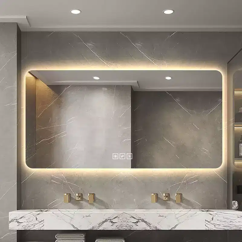 48 x 24 Inch LED Bathroom Vanity Mirror with Three-Color Dimmable Backlit Mirror with One-Touch Demist Function