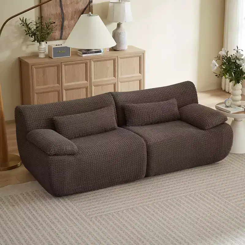 GDFStudio Ellington Modern 78 Oversized Corduroy Upholstered Boneless Loveseat Sofa