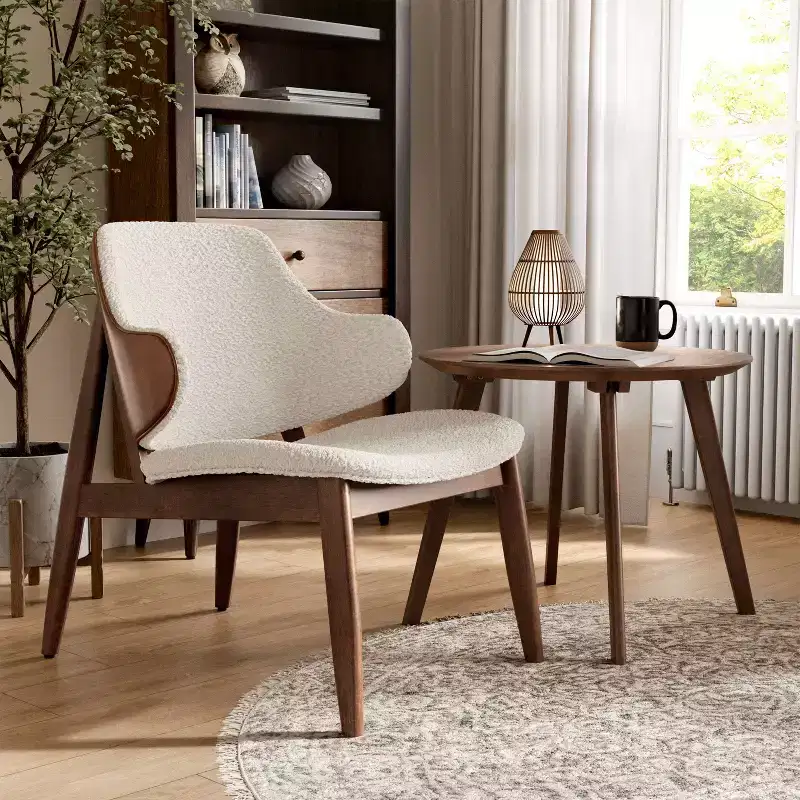 HOMES: Inside + Out 2pc Creekside Mid-Century Modern Accent Table Set with Chair Walnut