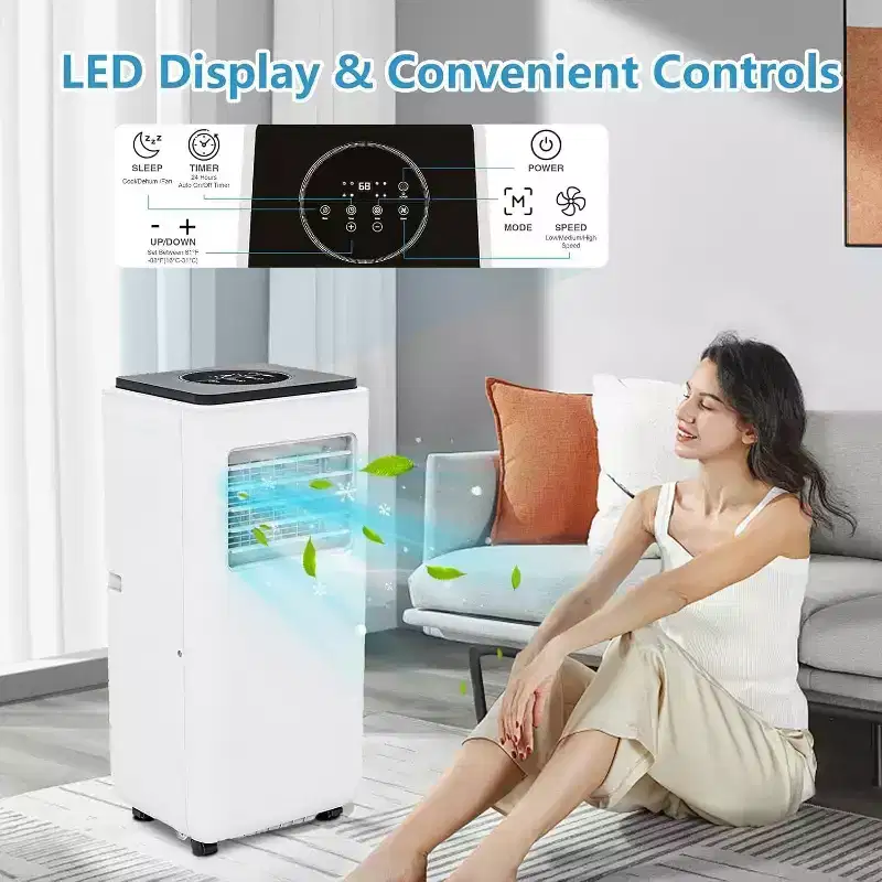 Acekool 14000 BTU Portable Air Conditioner, 3-in-1 Quiet AC with Dehumidifier & Fan, Remote, Timer, Cools Up to 750 Sq.Ft, Easy Install, Mobility