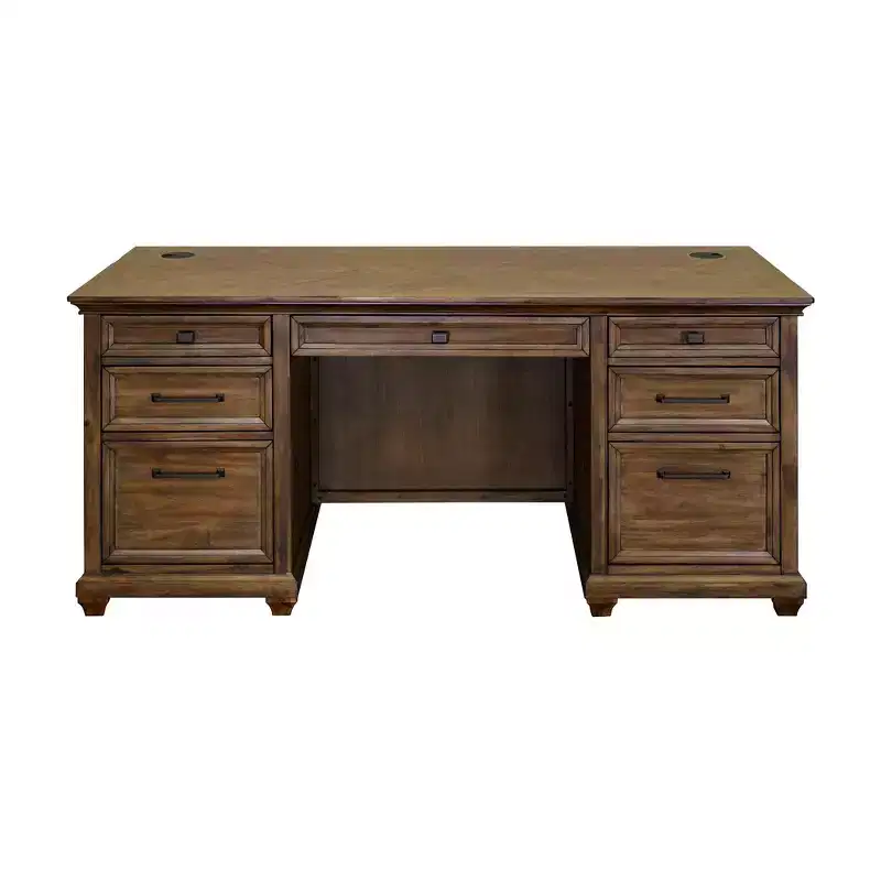 Traditional Wood Double Pedestal Executive Desk, 68.5