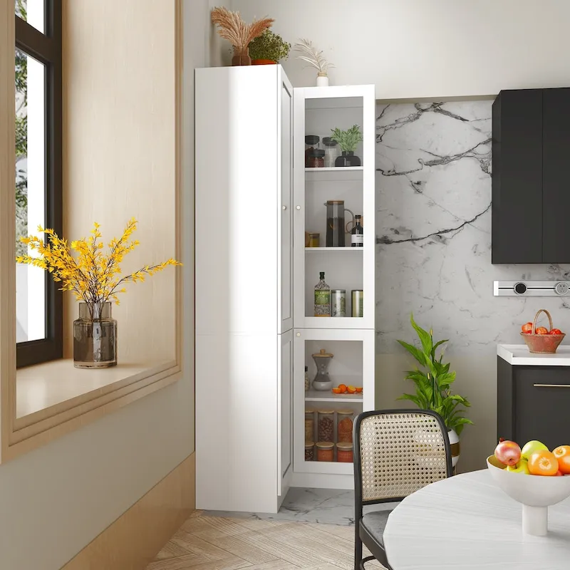 78.7H White Corner Bathroom Cabinet - Stylish Storage for Any Room