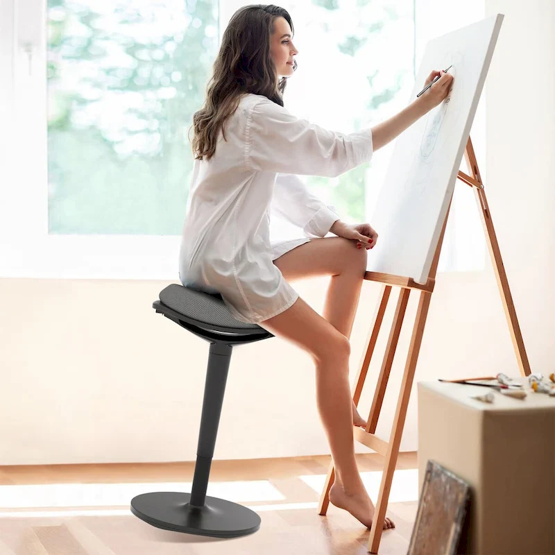 Standing Desk Chair, Ergonomic Backless Wobble Stool, Height Adjustable Tall Office Chair 22.2-28.1 Inches