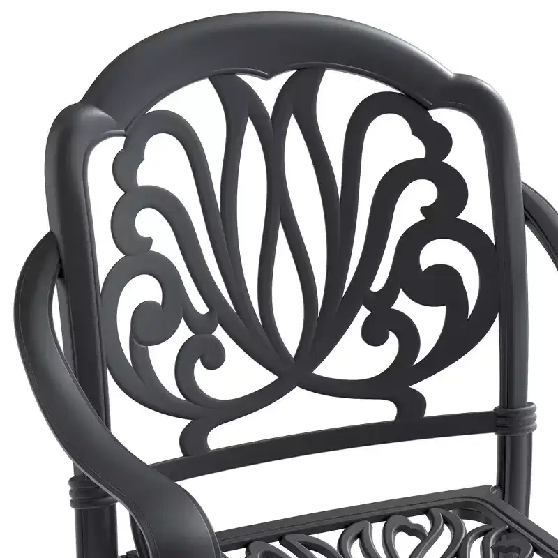 Set of 4 Cast Aluminum Patio Dining Chairs, Black Rust Resistant Frame with Water Resistant Cushions