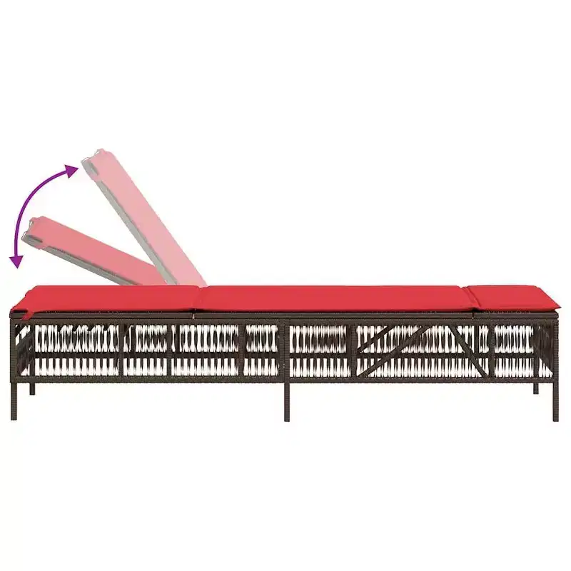 vidaXL Patio Sun Lounger PE rattan Large Multi-Position Backrest