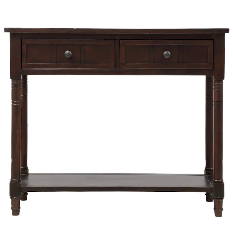 Modern Console Table with Two Drawers and Bottom Shelf