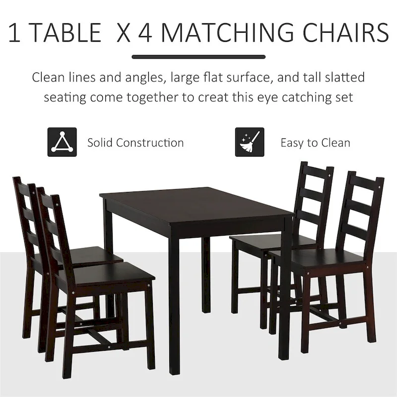 5 Piece Wood Dining Room Table Set with Kitchen Table and Chairs