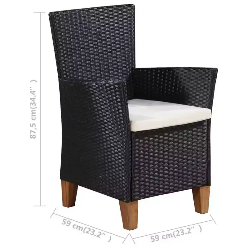 vidaXL Patio Dining Set Set of 5 Black and brown
