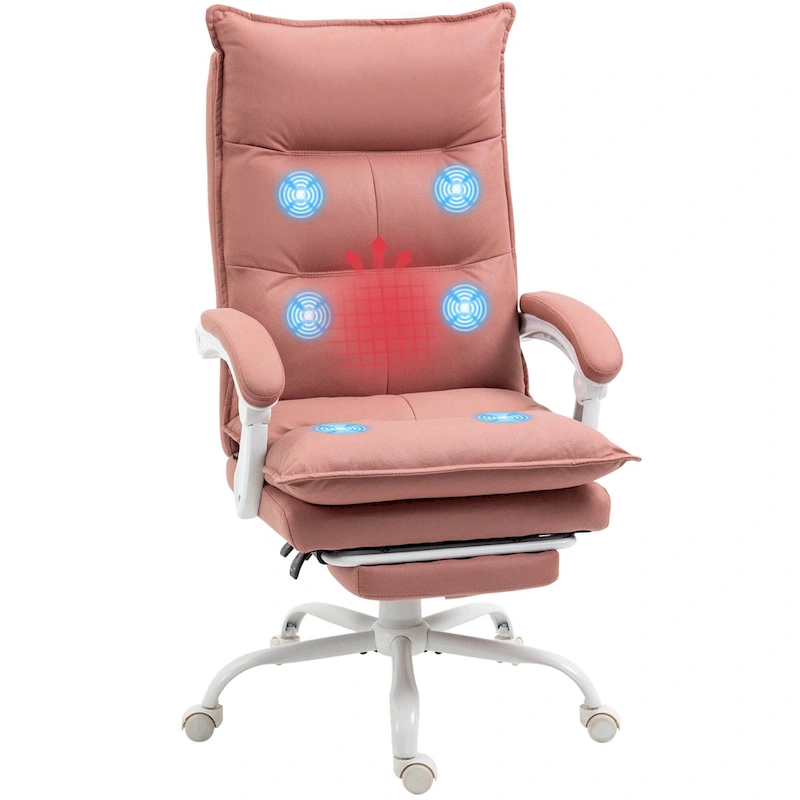 Vinsetto High Back Massage Office Chair with 6 Vibration Points, Heated Reclining Microfiber Computer Chair with Footrest