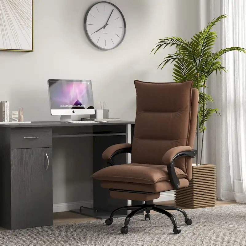 Vinsetto High Back Massage Office Chair with 6 Vibration Points, Heated Reclining Microfiber Computer Chair with Footrest