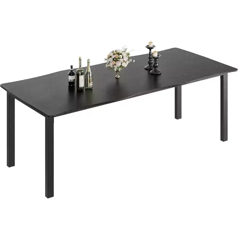 78.7 Wave Edge Dining Table - MDF Top with Metal Frame, Seats 6-8, Perfect for Kitchen/Dining Room