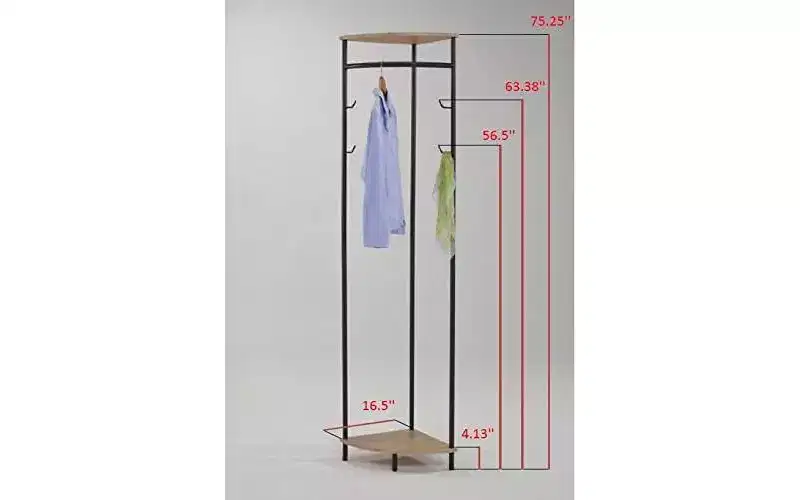Kings Brand Furniture - Corner Entryway Freestanding Hall Tree Coat Rack With Shelf & Shoe Storage