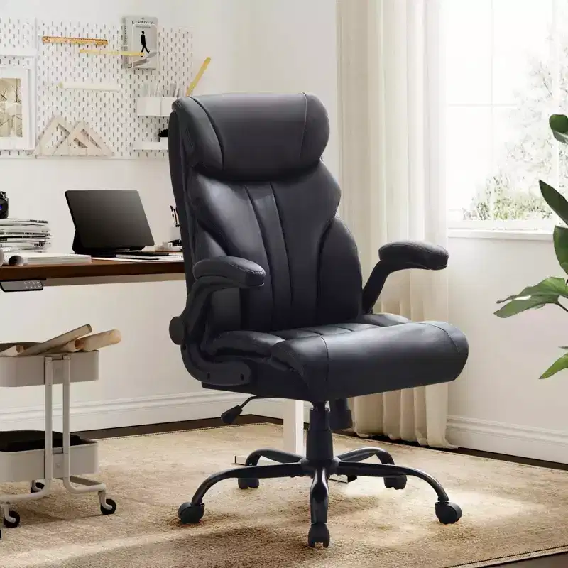 Office Desk Chair, 500 LBS Big and Tall Executive Chair with Footrest, 90-155 Recline Leather Gaming Chair